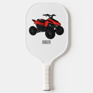 Voorbeeld van vierwielaandrijving met cartoon pickleball paddle