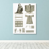 Voorbeelden van zijderoute en Egyptische kostuums, Canvas Afdruk (Insitu (Houten vloer))