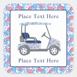 Voorbereide Patriottische Krabben Golfkar Vierkante Sticker