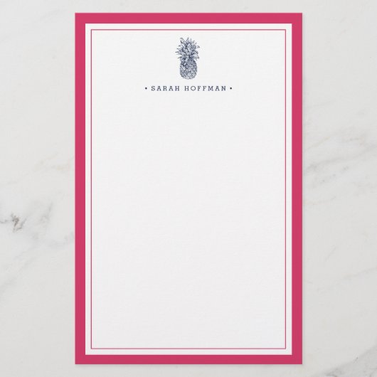 Voorbereiding anananas | Roze en marine gepersonal Briefpapier (Voorkant)
