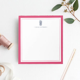 Voorbereiding anananas Roze en marine gepersonal Notitieblok