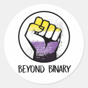 Voorbij binair ronde sticker
