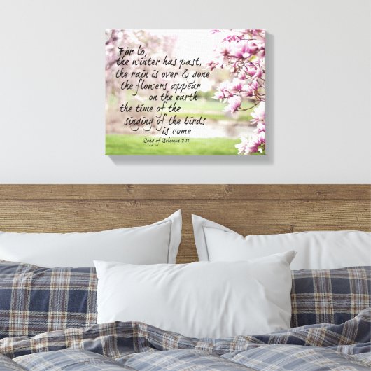 Voorbijbel verse met Magnolia Trees Canvas Afdruk (Insitu (Slaapkamer))