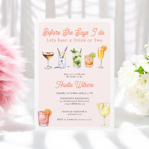 Voordat ik doe Waterverf Cocktails Vrijgezellenfee Kaart