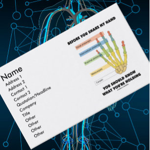 Voordat je mijn hand schudt, weet je wat je vastho visitekaartje