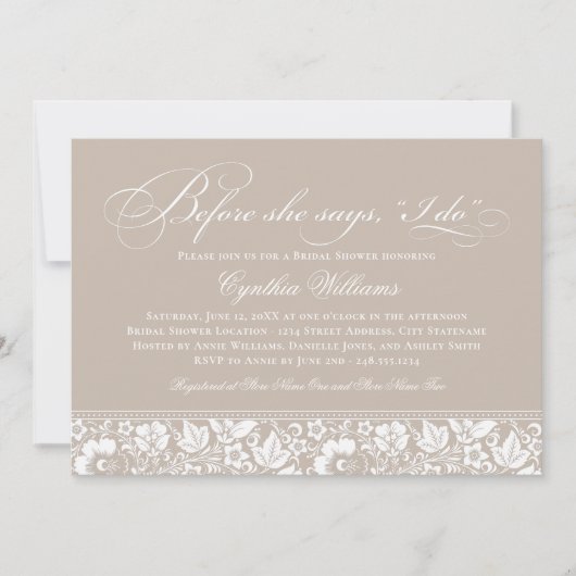 Voordat ze zegt dat ik doe beige Vrijgezellenfees Kaart (Voorkant)