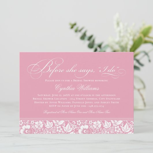 Voordat ze zegt dat ik  roze Vrijgezellenfeest doe Kaart (Staand voorkant)