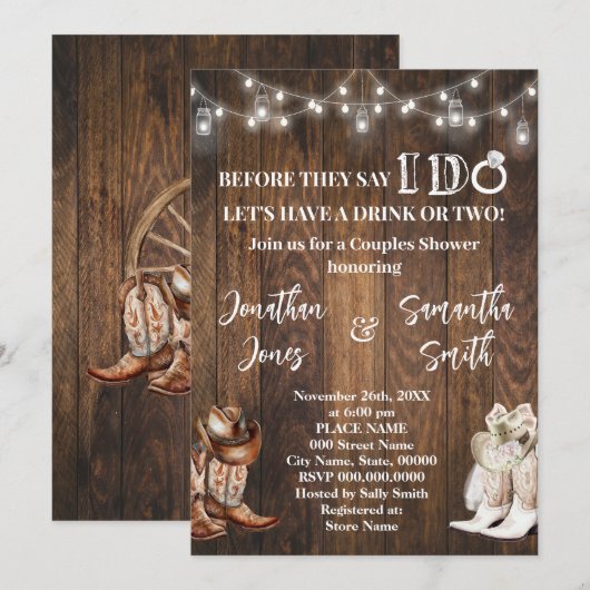 Voordat zeggen dat ik doe koppels douchen Western  Kaart (Voorkant / Achterkant)