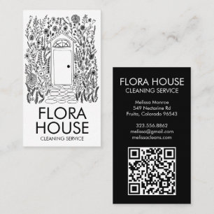 VOORDEUR Huis Reiniging Yardwork Tuin QR Code Visitekaartje