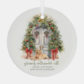 Voordeur met gele labrador kerst glas ornament (Achterkant)