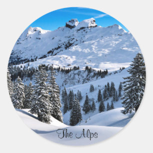 Voorgebergte van de Alpen, landschappelijke winter Ronde Sticker
