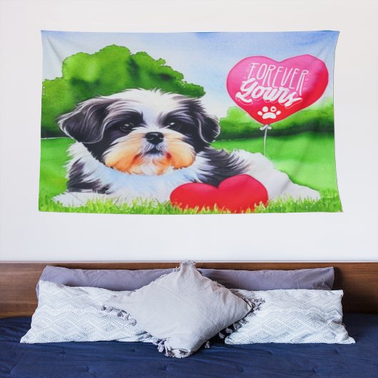 Voorheen de Waterverf van Shih Tzu Wandkleed