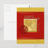 Voorjaar Chinees Varkensjaar 2019 Groet Briefkaart (Voorkant / Achterkant)