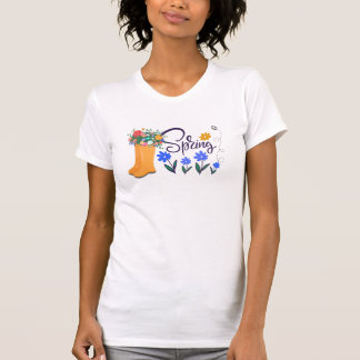 Voorjaar thema Sinaasappel Regenlaarzen Bloesems B T-shirt