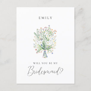 Voorjaar Wildflowers Bruidsmeisje voorstel Briefkaart