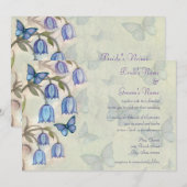 Voorjaar Wildflowers en Blue Butterflies Wedding Kaart (Voorkant / Achterkant)