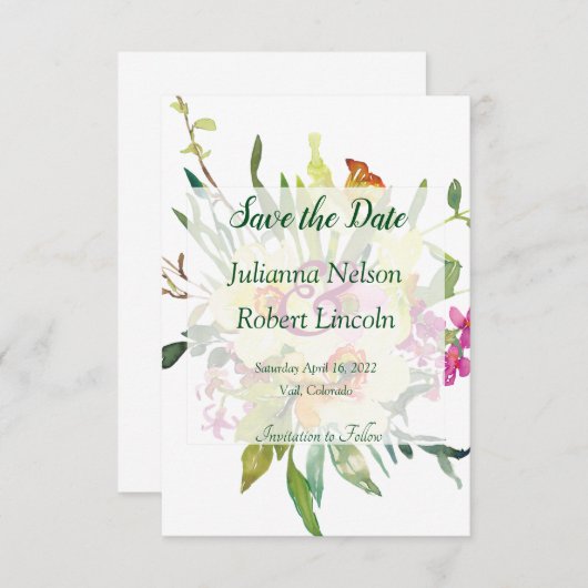 Voorjaars daffodil bouquet sparen de datumuitnodig kaart (Voorkant / Achterkant)