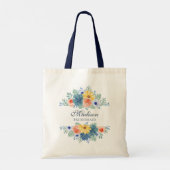 Voorjaars Floral Moderne Persoonlijke Naam | Wedde Tote Bag (Achterkant)