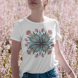Voorjaarsbloei: geometrische bloemen t-shirt