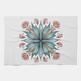 Voorjaarsbloei: geometrische bloemen theedoek