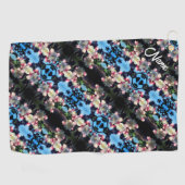 Voorjaarsbloem bloesems Patroon gepersonaliseerd Golfhanddoek (Horizontaal)