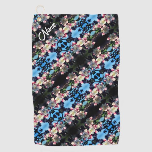 Voorjaarsbloem bloesems Patroon gepersonaliseerd Golfhanddoek (Voorkant)