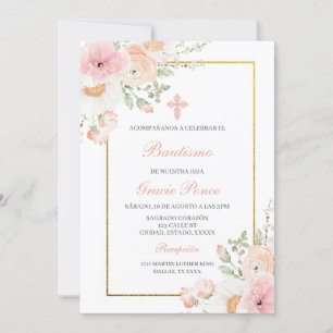 Voorjaarsbloem Doop Spaanse uitnodiging