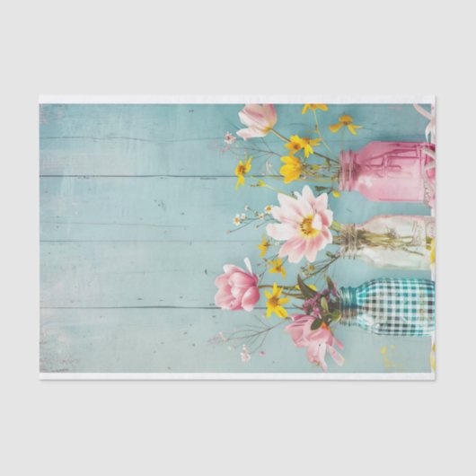 Voorjaarsbloemen in Mason Jars Tissue Paper Tissuepapier (Voorkant)