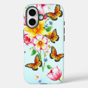 Voorjaarsbloesems en vlinders iPhone 16 hoesje