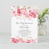 Voorjaarsbloesems Floral Communie Kaart (Staand voorkant)