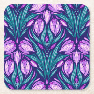 Voorjaarscrocussen Vierkante Kartonnen Onderzetter