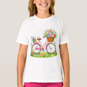 Voorjaarsfiets met bloemen en vogels t-shirt