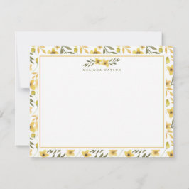 Voorjaarsgeel Bloemen Stationery Notitiekaartje