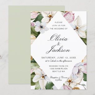 voorjaarsgroen Roze Tulp Daffodil Floral Wedding Kaart