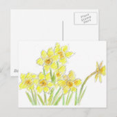 Voorjaarsnarcissen Gele Waterverf Bloemen Briefkaart (Voorkant / Achterkant)