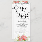 Voorjaarsprogramma van Peony Wedding Programma (Voorkant / Achterkant)