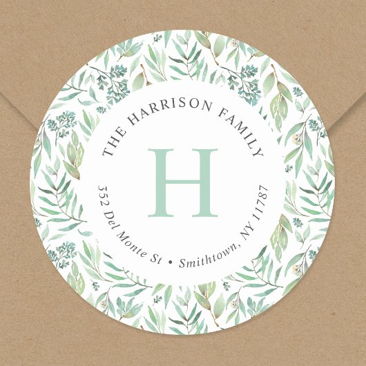 Voorjaarswebbeemmonogram Retouradres Ronde Sticker