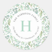 Voorjaarswebbeemmonogram Retouradres Ronde Sticker (Voorkant)