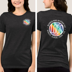 Voorkant Achterkant Op Maat Gedrukt Bedrijfslogo Z Tri-Blend Shirt