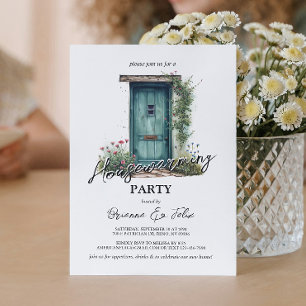 Voorkant Groene Deur Huis Warming Party Kaart