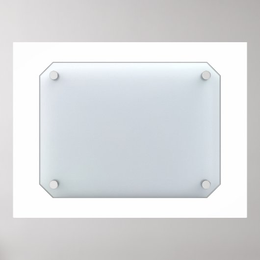 Voorkant uitzicht van doorzichtig glazen bord poster (Voorkant)
