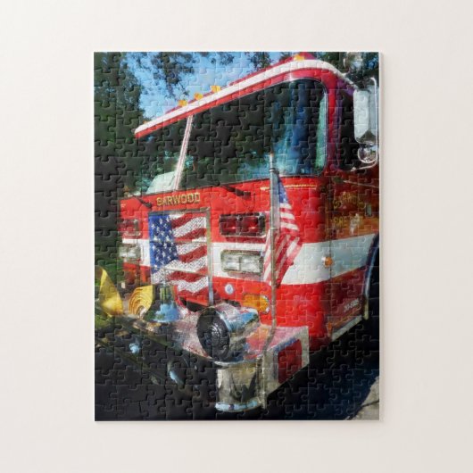 Voorkant van de brandweermotor legpuzzel (Verticaal)