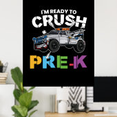 Voorkleuter klaar voor de kleuterschool poster (Thuiskantoor)