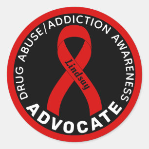 Voorlichting drugsverslaving Advocate Ribbon Black Ronde Sticker