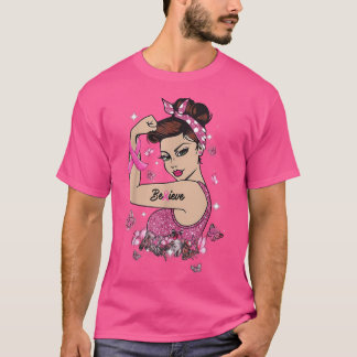 Voorlichting over borstkanker Beleef roze sterke v T-shirt