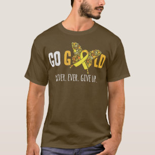 Voorlichting over kinderkanker Goud Nooit opgeven T-shirt