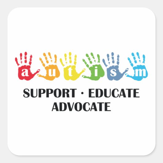 Voorlichting van autisme: Steun Onderwijs Advocate Vierkante Sticker (Voorkant)