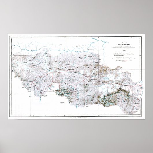  voorlopige kaart van de Mount Everest Poster (Voorkant)