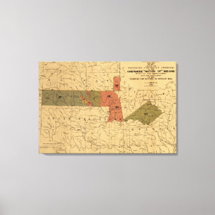 Voormalige limieten van Cherokee "Nation of" India Canvas Afdruk