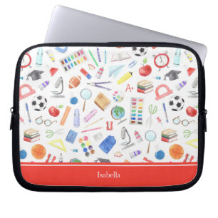 Voornaam aangepast schoolpatroon laptop sleeve